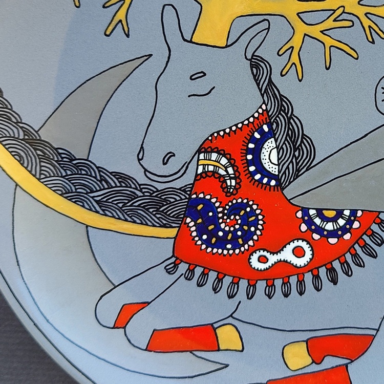 Decorative ceramic plate "Unicorn Dream" from the "Whispered Stories" series