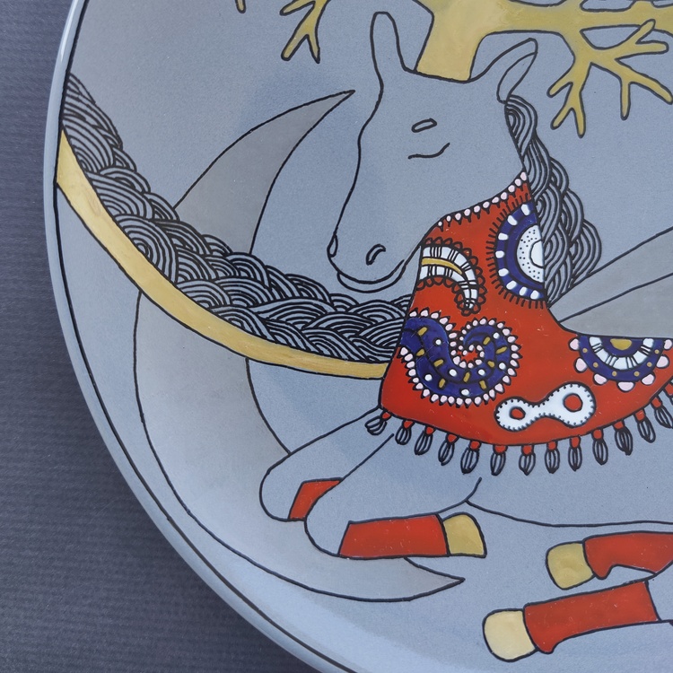 Decorative ceramic plate "Unicorn Dream" from the "Whispered Stories" series