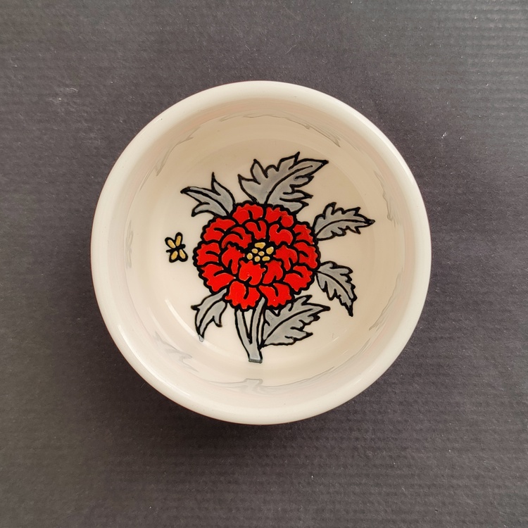 Decorative ceramic small bowl "Peony 2" from the "Flowers" series