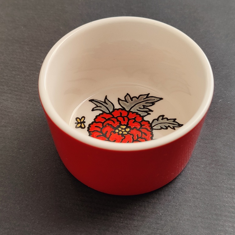 Decorative ceramic small bowl "Peony 2" from the "Flowers" series