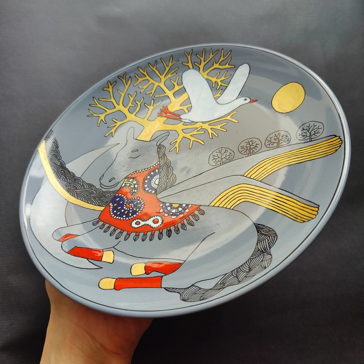 Decorative ceramic plate "Unicorn Dream" from the "Whispered Stories" series
