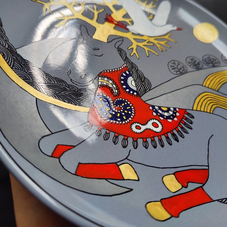 Decorative ceramic plate "Unicorn Dream" from the "Whispered Stories" series