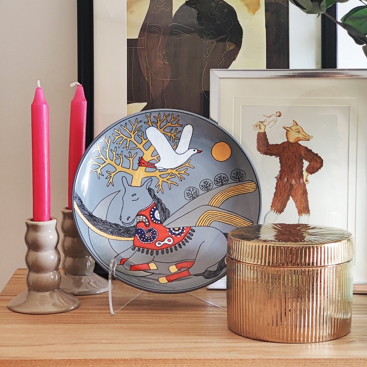 Decorative ceramic plate "Unicorn Dream" from the "Whispered Stories" series