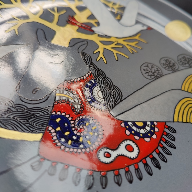 Decorative ceramic plate "Unicorn Dream" from the "Whispered Stories" series